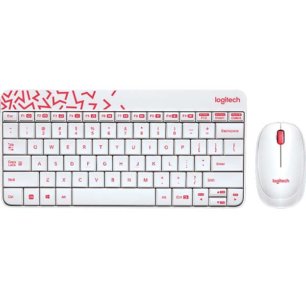 BỘ ĐÔI BÀN PHÍM LOGITECH MK240 WIRELESS OPTICAL TRẮNG – ĐỎ (WHITE-RED) -920-008201 - hakivn