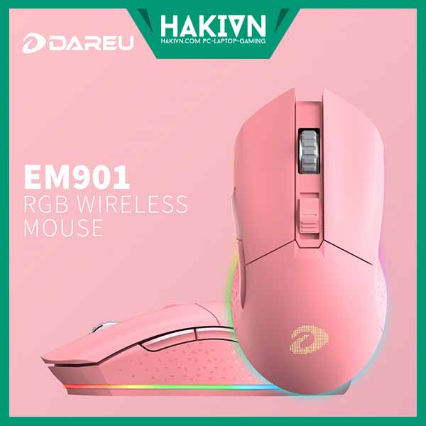Chuột không dây Gaming Dareu EM901 Pink - Wireless ( Tặng kèm bàn di Dareu) - hakivn