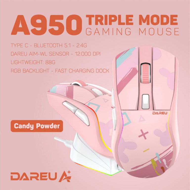 Chuột không dây DAREU A950 Triple Mode Wireless Candy Powder - hakivn
